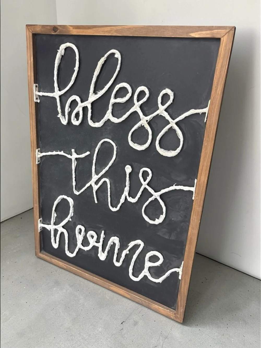 Handcrafted 'Bless This Home' Rope Word Wall Art - Black & White